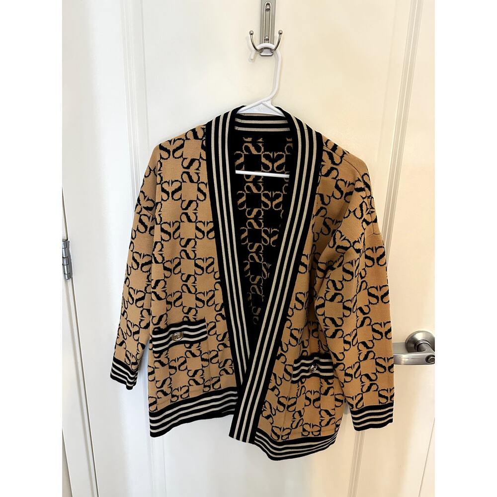 Sandro Reversible Logo Jacket – Brown & Black, Fits Like Small